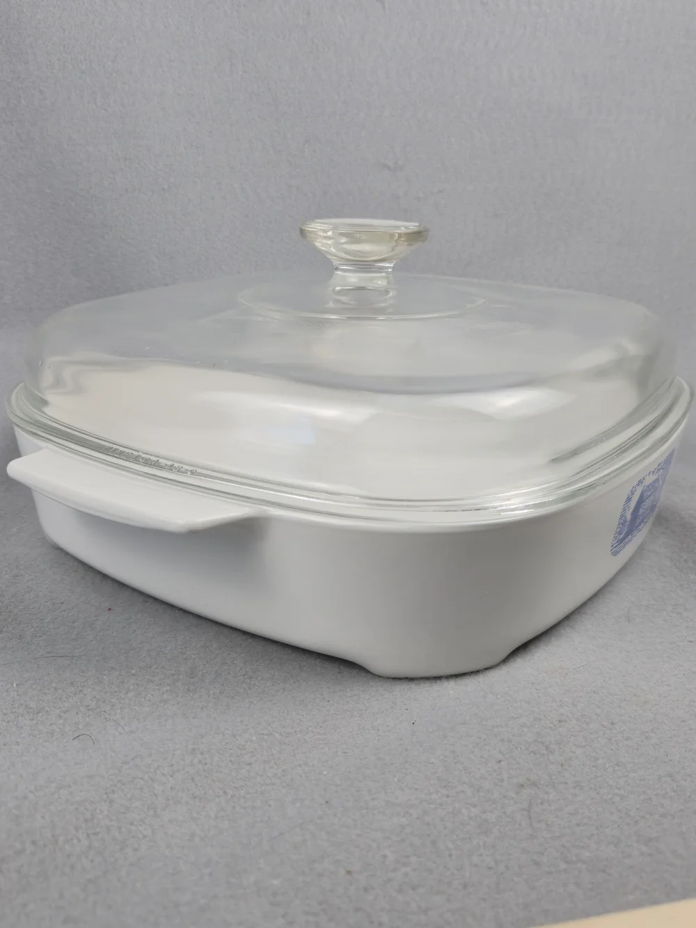 Vintage Corning Ware Microwave Browning Skillet MW-A-10 Blue Cabin Pyrex Lid